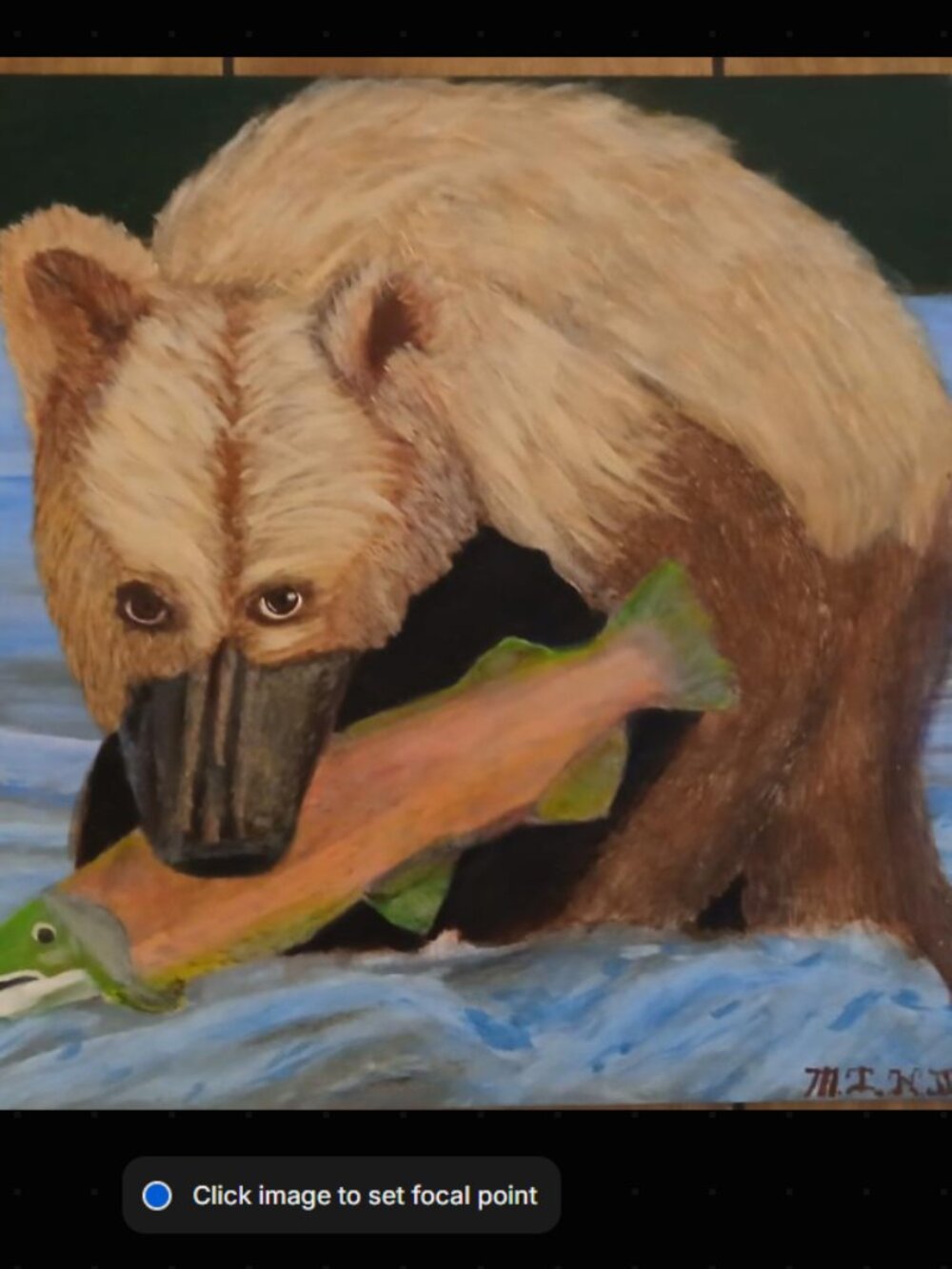 "Bear Catching Fish"  painting on canvas by The Chef Dr. Mark Twain Heaton III.